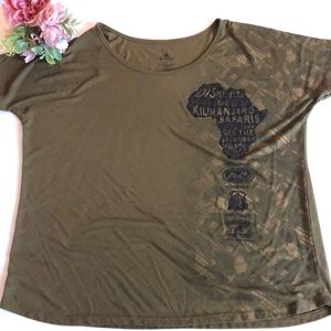 Animal Kingdom Disney Parks Safari Kilimanjaro Green Women's Shirt Size XL
